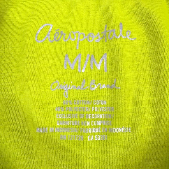 Y2K Aeropostale Top Womens M Henley Long Sleeve‎ Shirt Stretch 2000s Yellow - Picture 5 of 8
